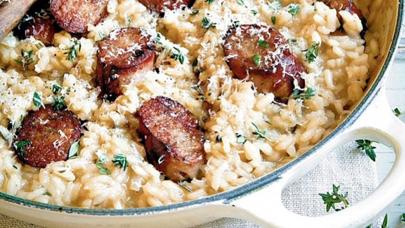 rum risotto with sausage