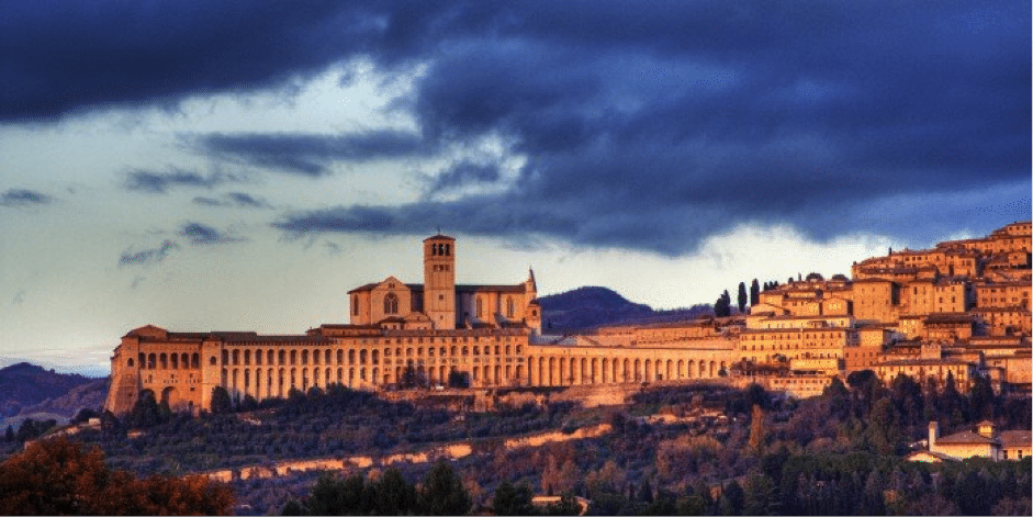View of Assisi taken on a journey through Umbria