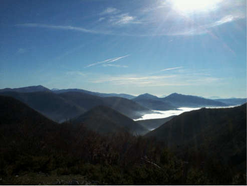 View of the mountains near Pettino taken on a journey through Umbria